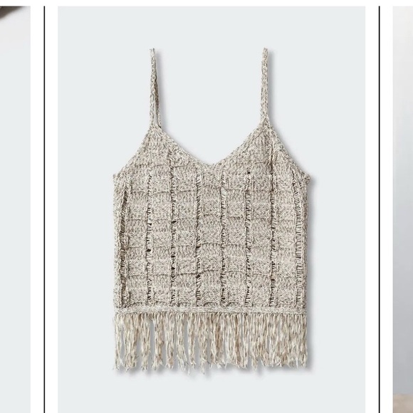 🌟 MNG Flavita Fringe Detailed Crop Top threaded and knitted gray tank size XXL - Picture 2 of 7